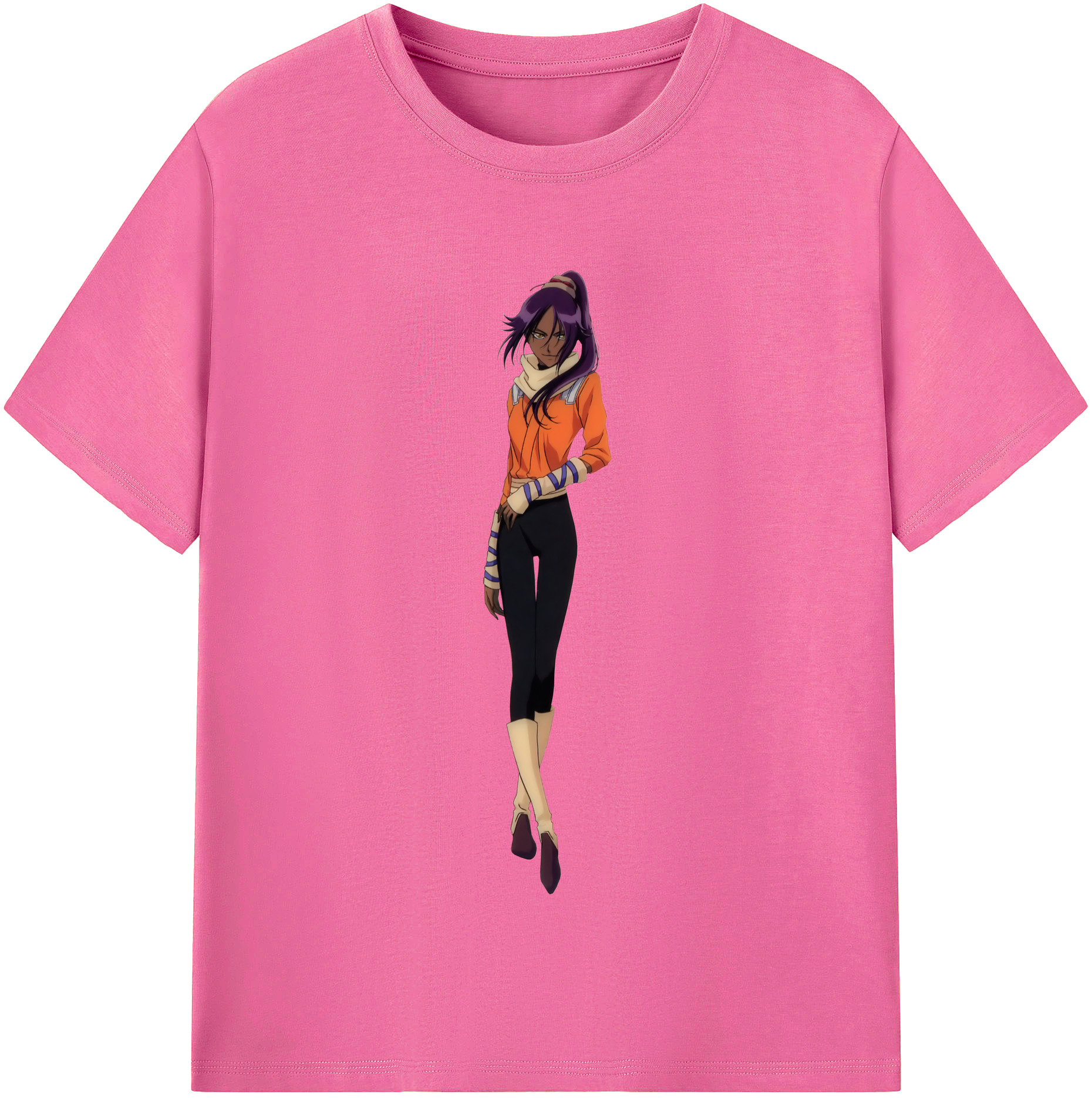 （画像用） ブリーチ 四楓院 夜一（しほういん よるいち） BLEACH Shihouin Yoruichi レディースカジュアルプリントTシャツ（綿100％）